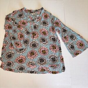 LOFT Floral Blouse - Blue and Pink Size M